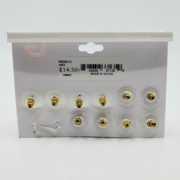 G by Guess Gold Tone Stud & Hoop Earrings Set 6-Pairs Cross Balls Triangle Logo - Picture 5 of 8